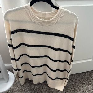Aerie Striped Cream and Black Women's Sweater